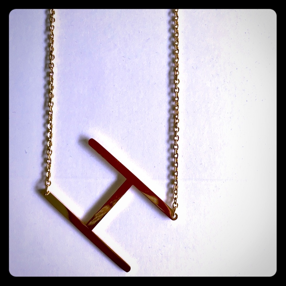Monogram pendant necklace initial H Anthropologie